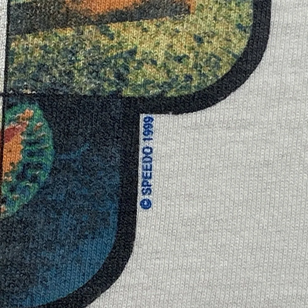 VTG 90s Speedo White T-Shirt Men's Sz L Graphic Beach Fish Nature‎ Distressed